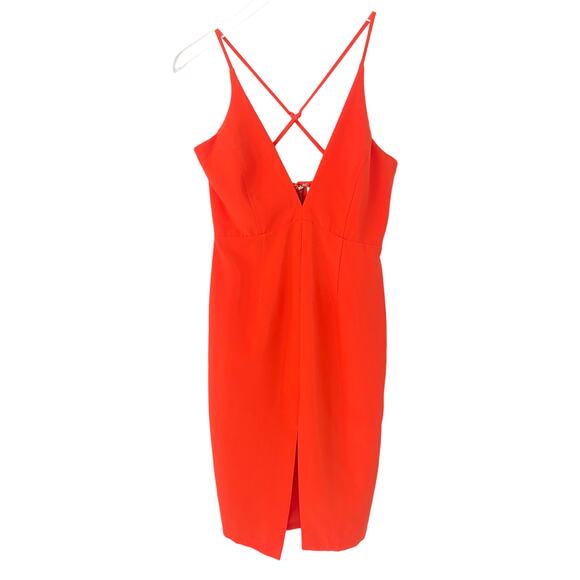 L'ATISTE ORANGE V NECK MIDI DRESS SIZE MEDIUM NWOT - Picture 1 of 6